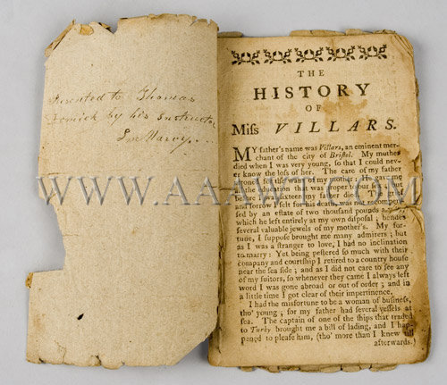 'The History of Miss Villars' Pamphlet
Circa 1793, entire view